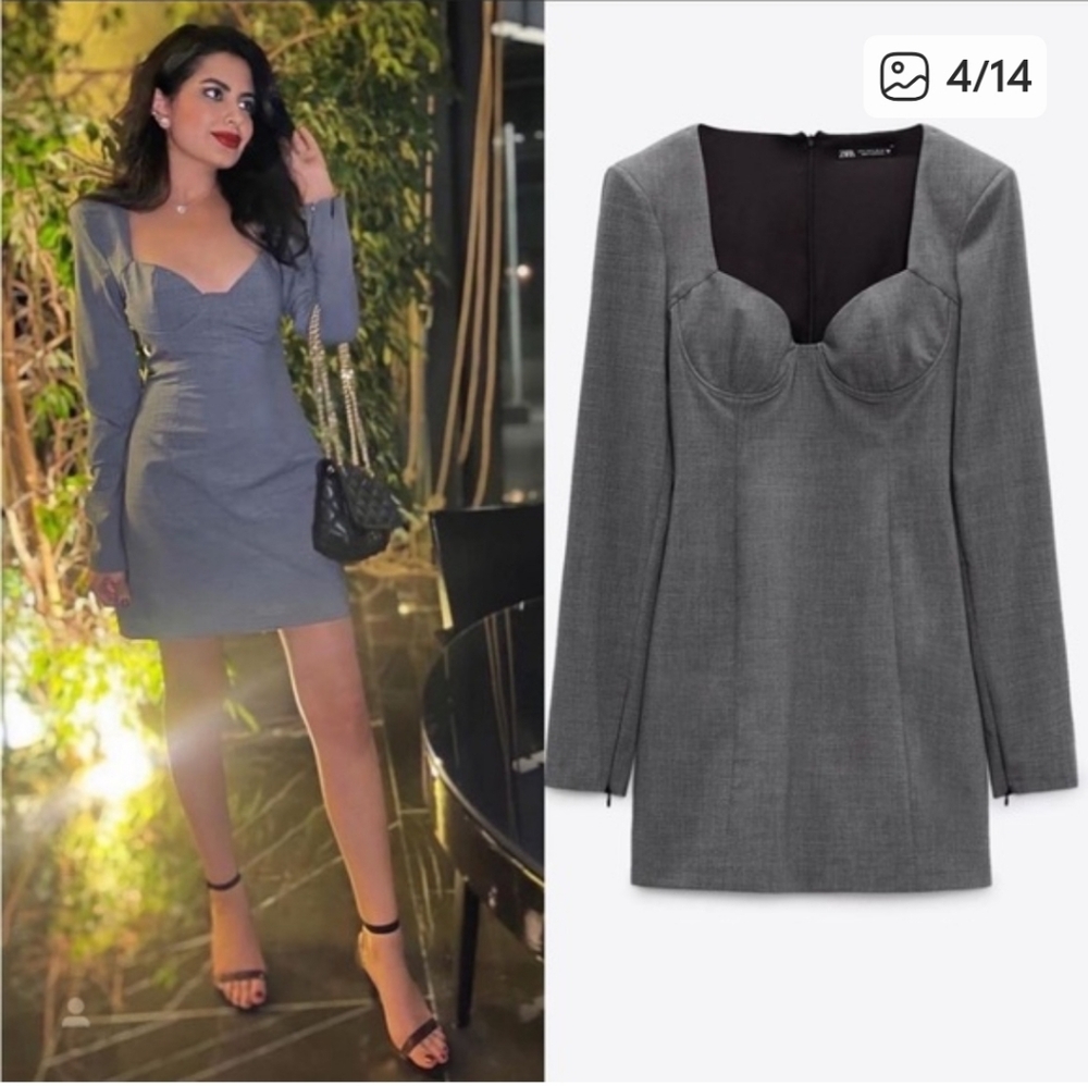Zara Charcoal Long-Sleeve Dress